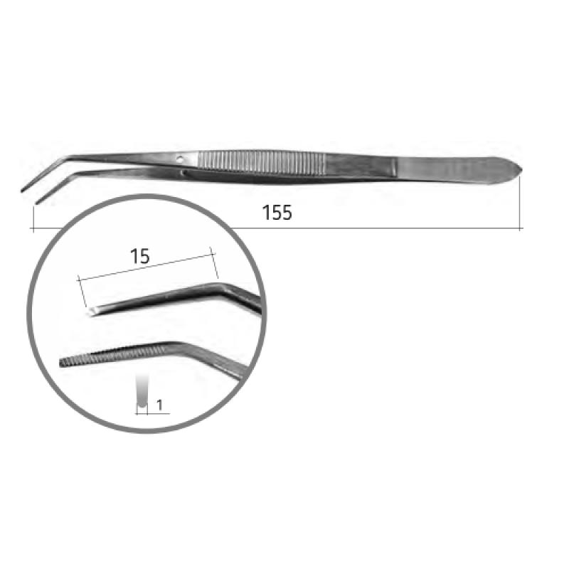 Пінцет Flagg зігнутий, 15 см, SD-0008-01